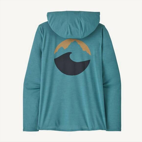 NEW PATAGONIA women's capilene cool daily graphic hoodie in wetland blue - Picture 2 of 2